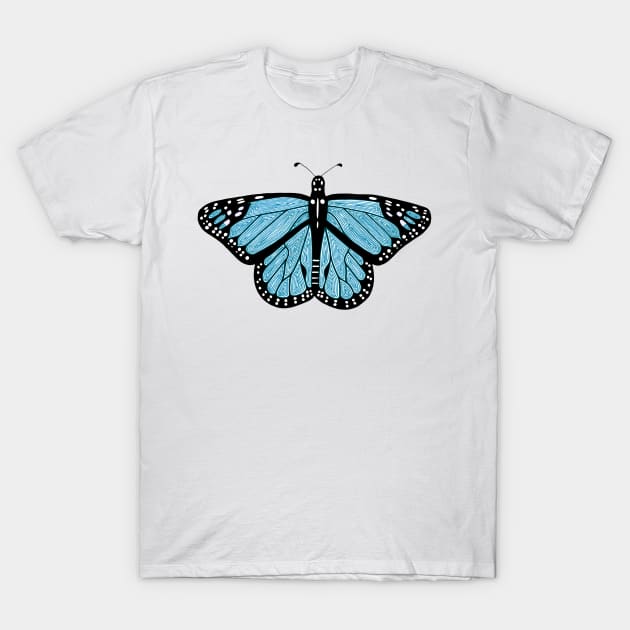 Blue Butterfly T-Shirt by calenbundalas